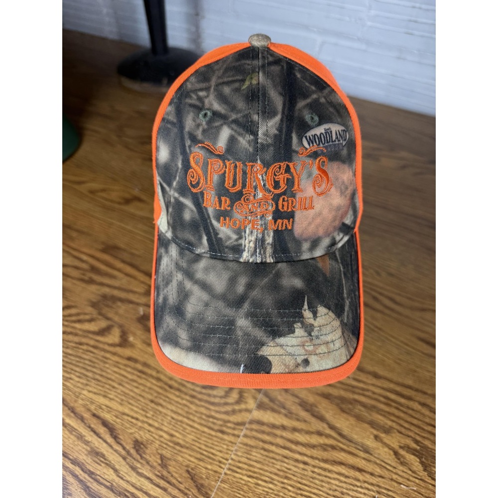 Spurgey's Bar & Grill Hat Cap Strap Back Orange Camo Mens Richardson Hunting